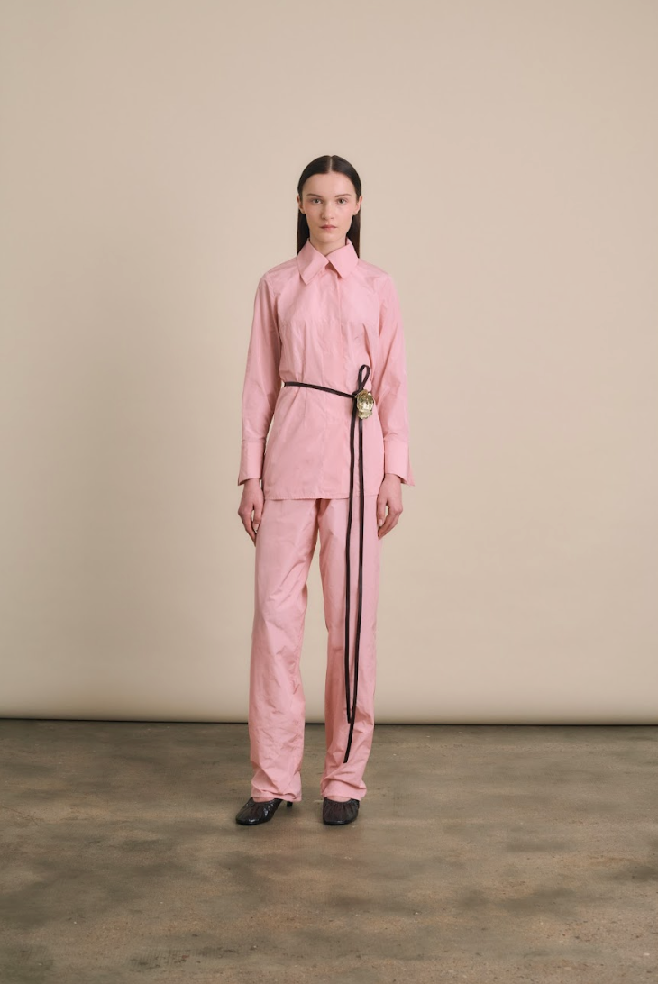CAMISA LARGA TAFETÁN ROSA